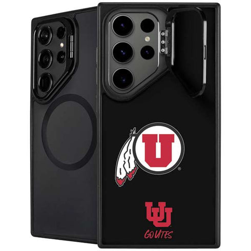 University of Utah Circle and Feather on Black Galaxy S25 Ultra Kickstand Case
